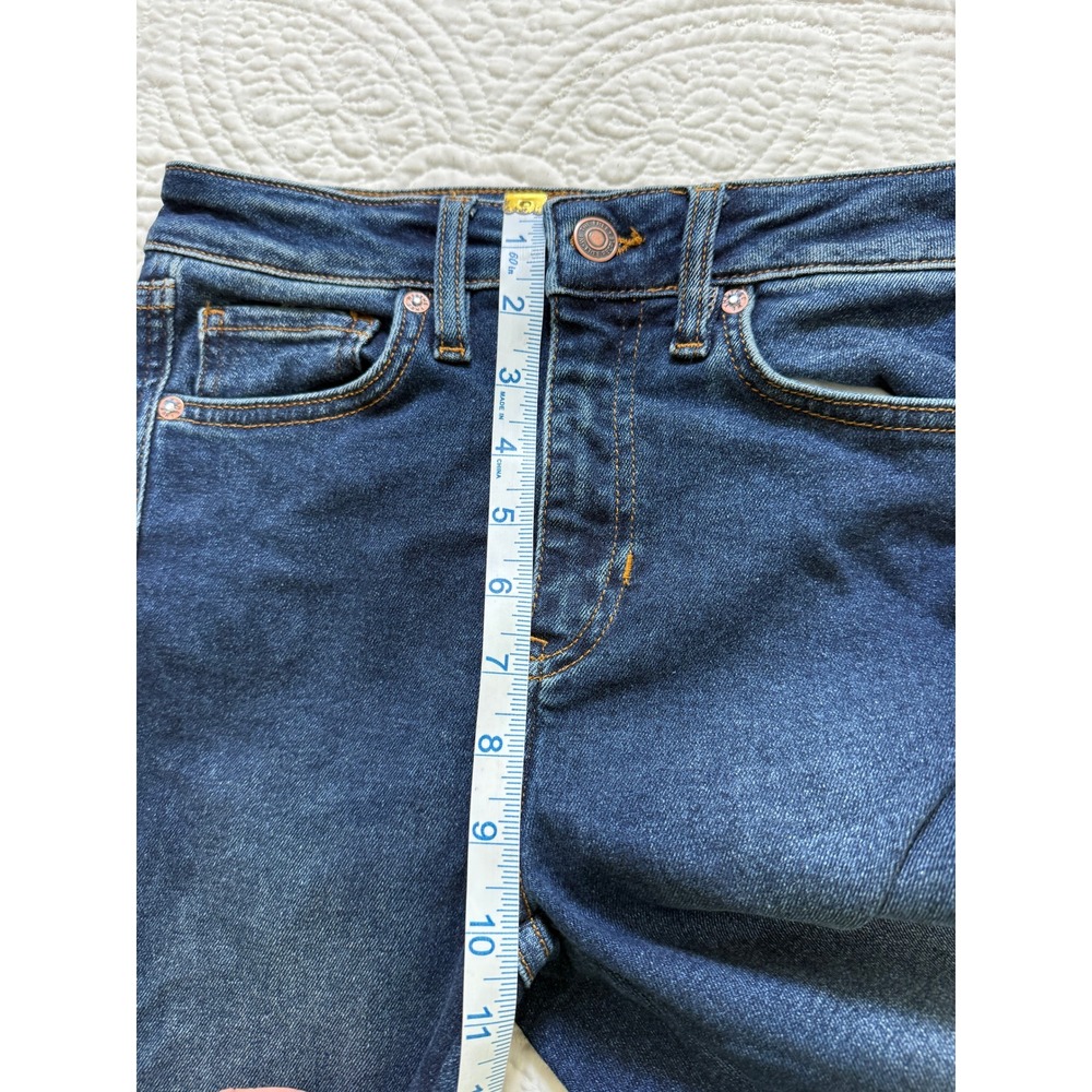 Free People Skinny Jeans Womens 26 Dark Wash Blue High Rise Raw Frayed Hem Denim - Picture 8 of 12